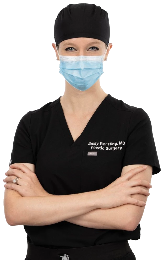 Emily A. Borsting, MD, in surgical scrubs